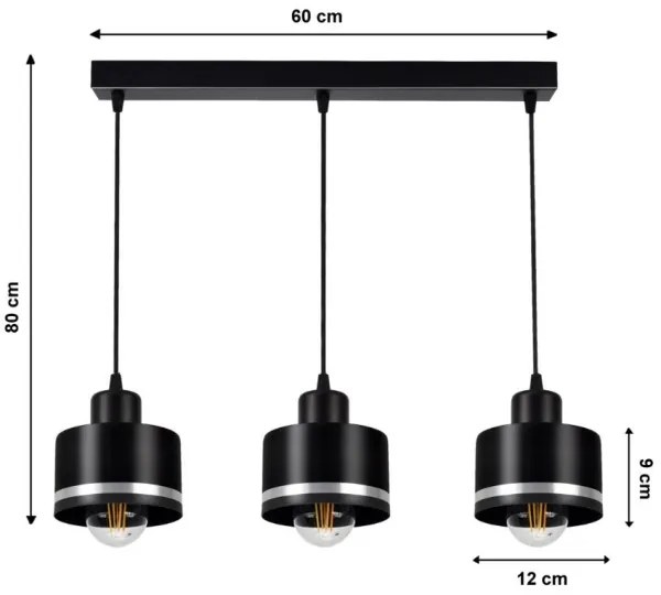 Lampadario a sospensione con filo BODO SILVER 3xE27/60W/230V