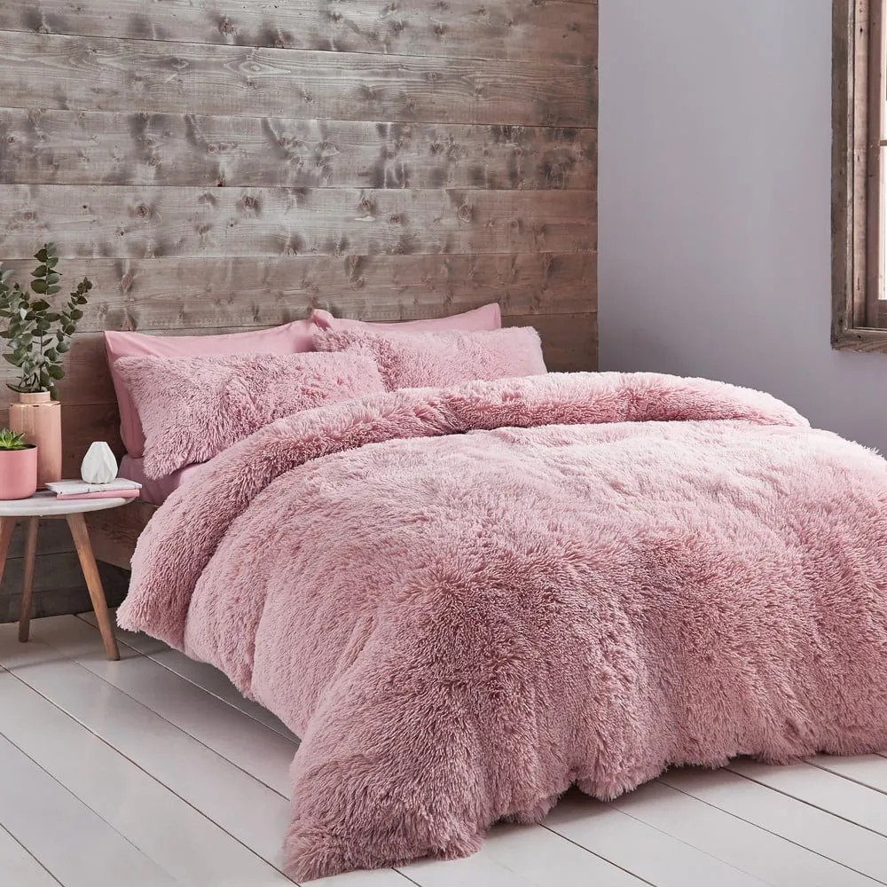 Biancheria da letto in microfelpa rosa , 135 x 200 cm Cuddly - Catherine Lansfield