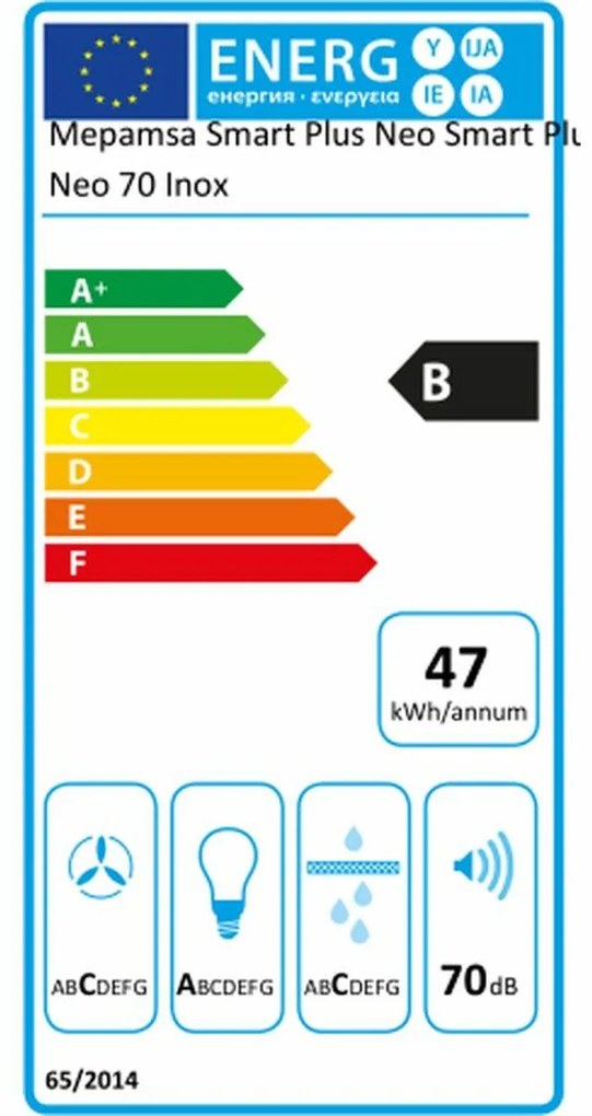 Cappa Classica Mepamsa Smart Plus Neo 70 cm 580 m3/h 70 dB Bianco Acciaio