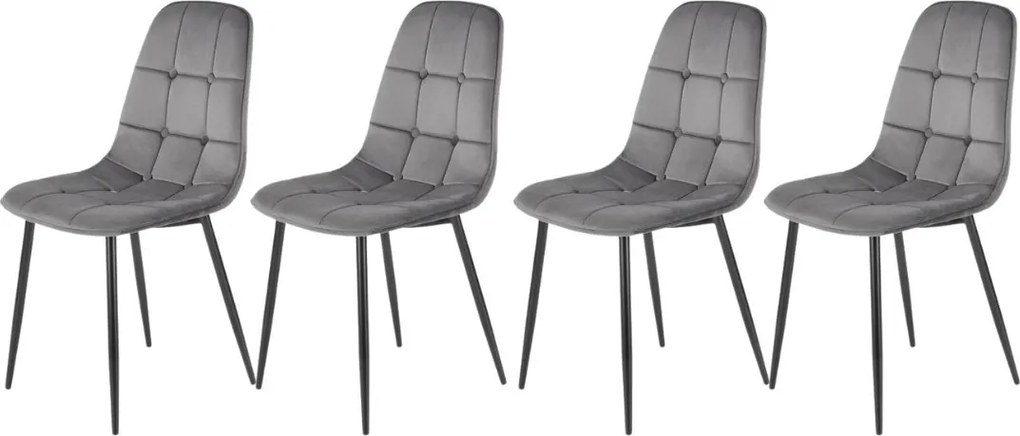 Set di 4 sedie K417 in velluto grigio