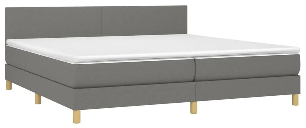 Letto a Molle Materasso e LED Grigio Scuro 200x200cm in Tessuto