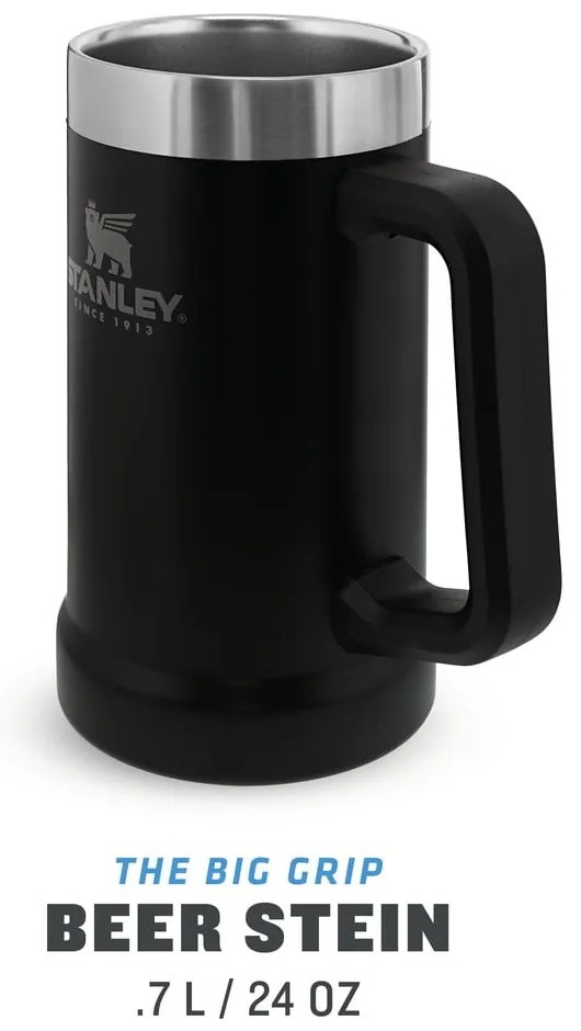 Tazza termica nera in acciaio inox 700 ml The Big Grip Beer Stein Black – Stanley