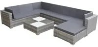 Set Divani da Giardino 8 pz con Cuscini in Polyrattan Grigio