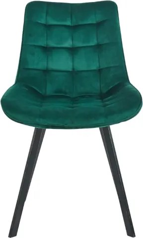 Sedia da pranzo in velluto Verde e gambe metallo nero - Roma 2 sedie