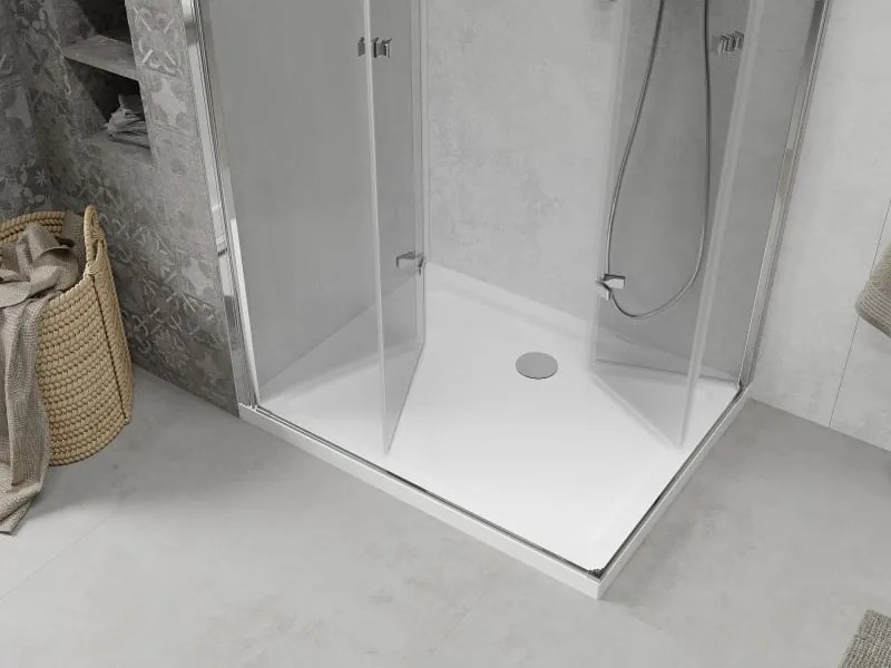 Mexen Lima Duo cabina doccia pieghevole 80 x 70 cm, trasparente, cromo + piatto Flat - 856-080-070-01-02-4010