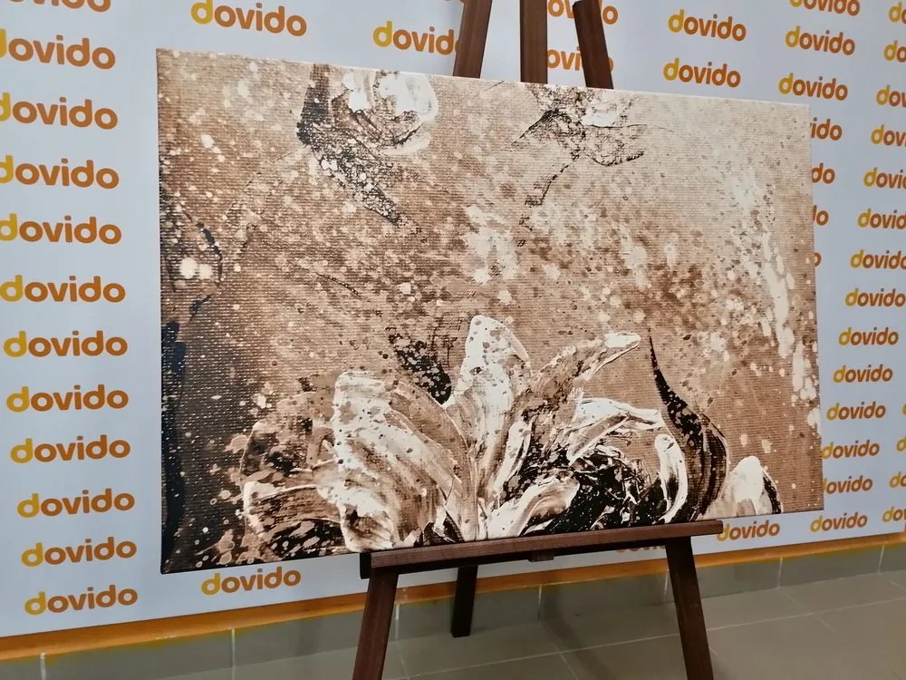 Quadro su tela – Peonie dipinte moderne in versione seppia