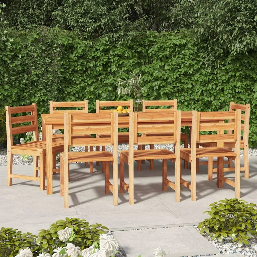 Set da Pranzo per Giardino 9 pz in Legno Massello di Teak