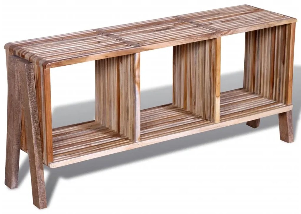 Mobiletto Tv Con 3 Mensole Impilabile İn Legno Anticato Di Teak /