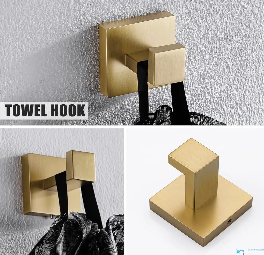 Set di accessori da bagno a parete EYN BA1214 in acciaio inox oro spazzolato