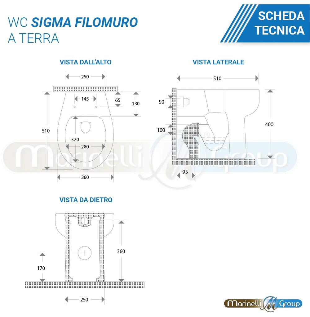 Sanitari filomuro Vaso WC e Bidet con sedile softclose Sigma