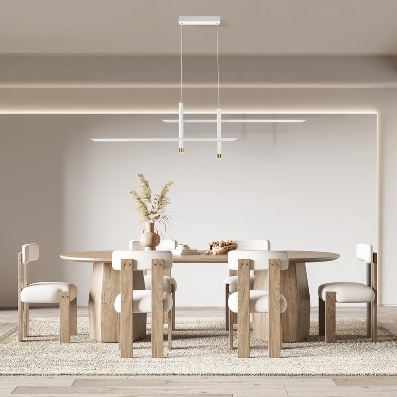 Lampadario LED moderno Sparta bianco, luce calda 2100 lumen, MANTRA