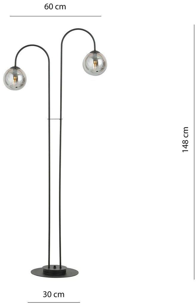 Lampadario Minimal Utu Acciaio Nero Grigio 2 Luci E14 Ip20