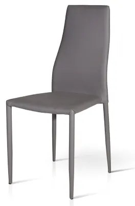 Sedia in ecopelle imbottita con gambe rivestite CLOE Grigia 6 pezzi
