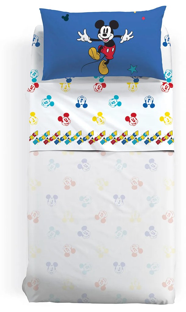 Completo Lenzuola in Cotone Mickey Retro' Piazza e Mezza