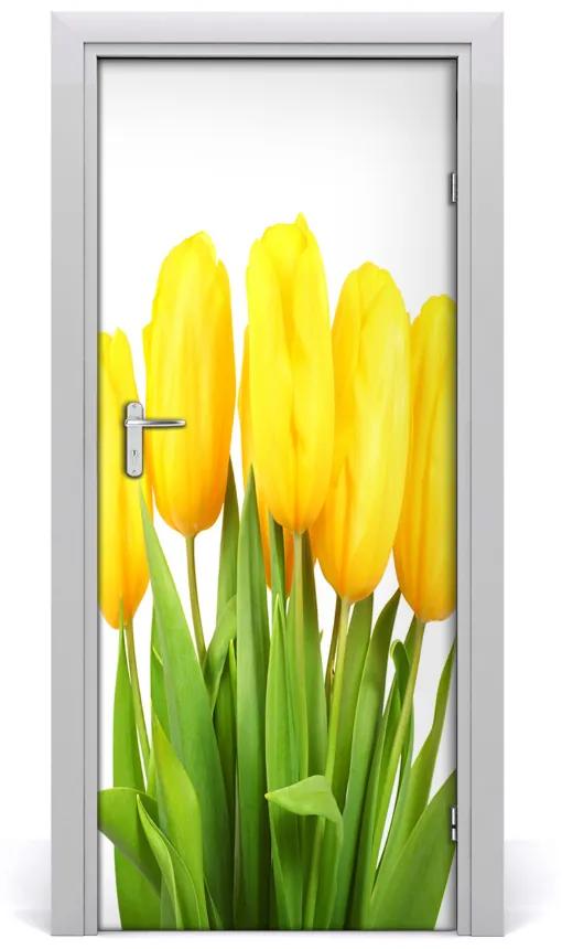 Adesivo per porta interna Tulipani gialli 75x205 cm