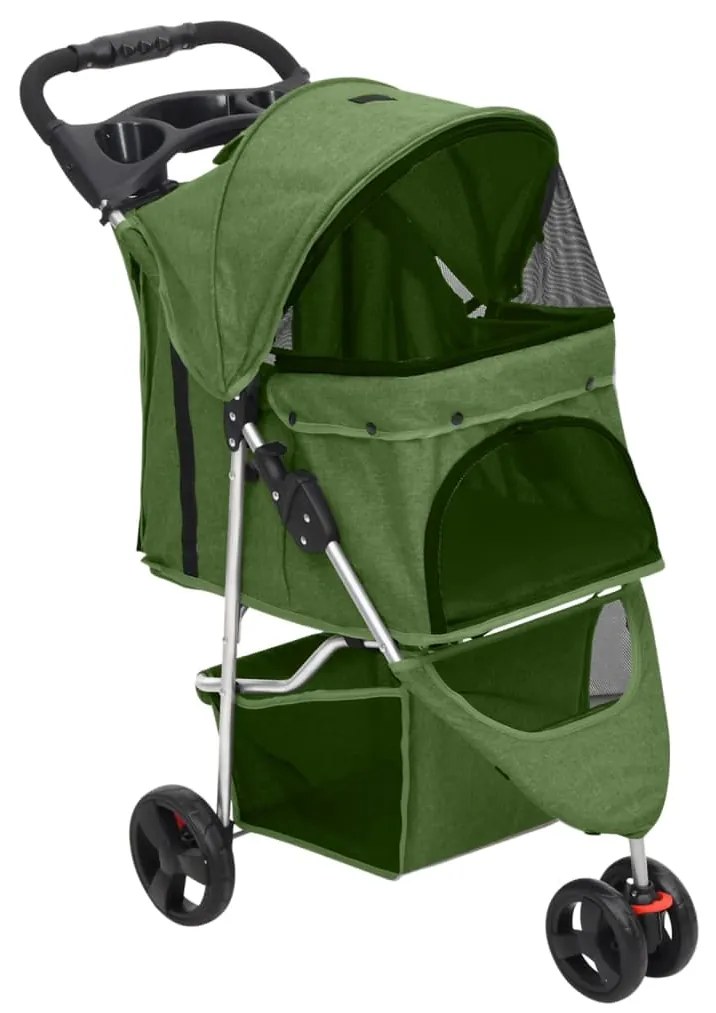 Passeggino per cani pieghevole verde 80x46x98cm tessuto oxford