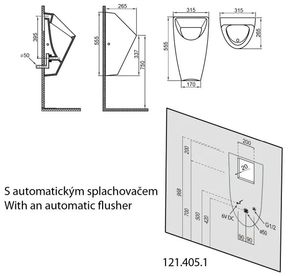 Bruckner - Orinatoio SCHWARN tubo posteriore, scarico posteriore ceramica/bianco