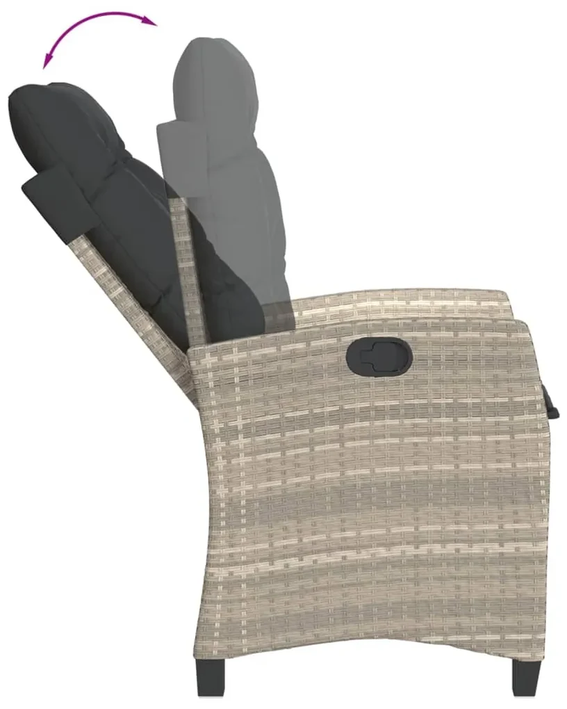 Set pranzo da giardino 5pz con cuscini grigio chiaro polyrattan