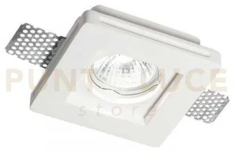 Samba square faretto da incasso 1 luce attacco gu10 10x10cm in gess...