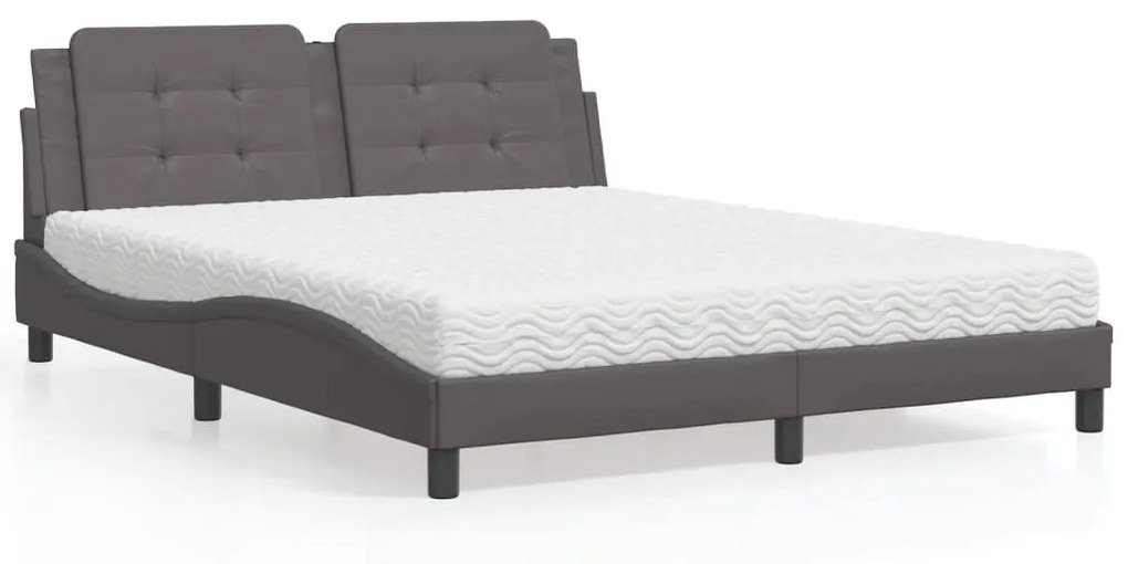 Letto Con Materasso Grigio 160x200 Cm İn Similpelle /