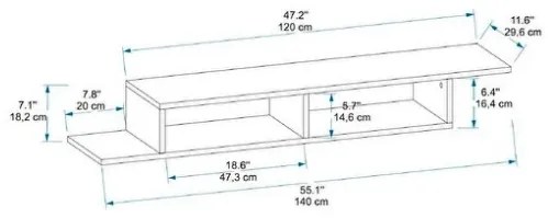 Mobile Porta TV Sospeso 120 Cm Design Moderno Muson Antracite