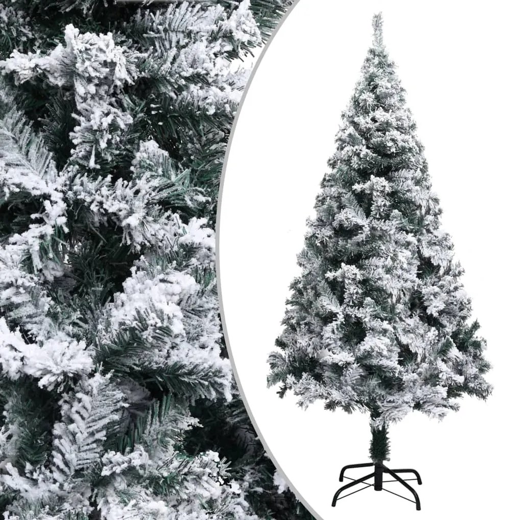 Albero di Natale Artificiale con Neve Floccata e LED in diverse dimensioni e materiali, Albero di Natale Artificiale con Neve Fioccata Verde 150 cm PVC