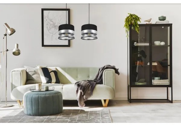 Lampadario su filo MILO 2xE27/60W/230V argento/nero