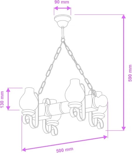 Brilagi - Lampadario a sospensione con catena RUSTIC 4xE14/40W/230V faggio/noce