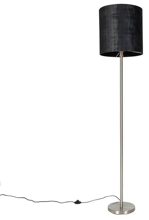 Lampada da terra moderna in acciaio con paralume nero 40 cm - Simplo