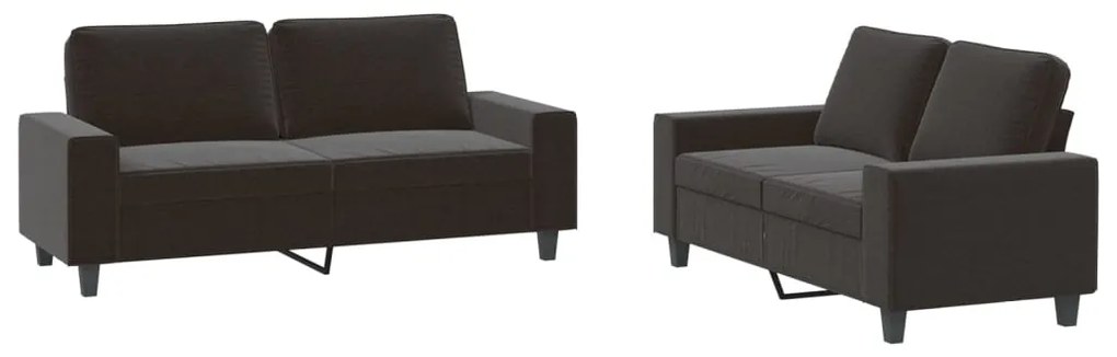 Set di divani 2 pz nero in tessuto
