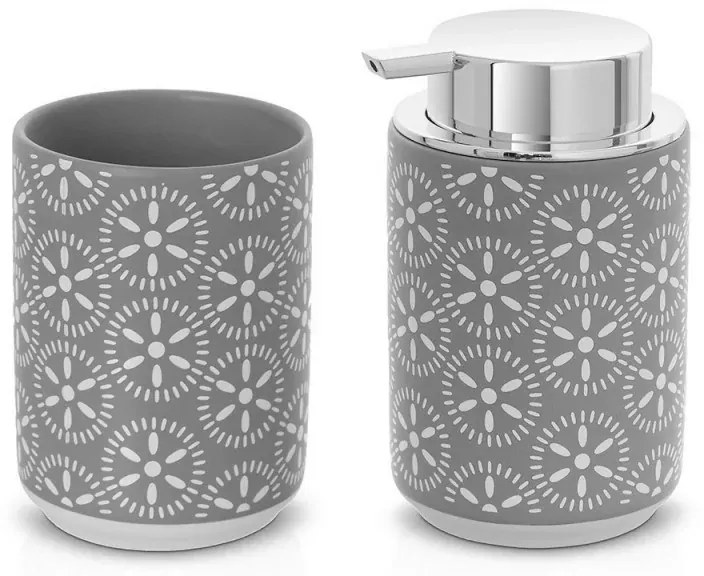 Set accessori bagno da appoggio 2 pezzi in ceramica grigio Circus
