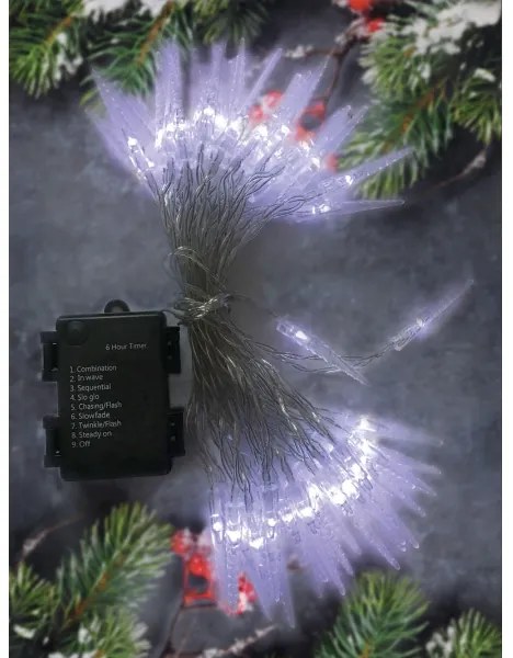 Brilagi - Catena natalizia LED da esterno 50xLED/8 funzioni/3xAA 8m IP44 bianco freddo