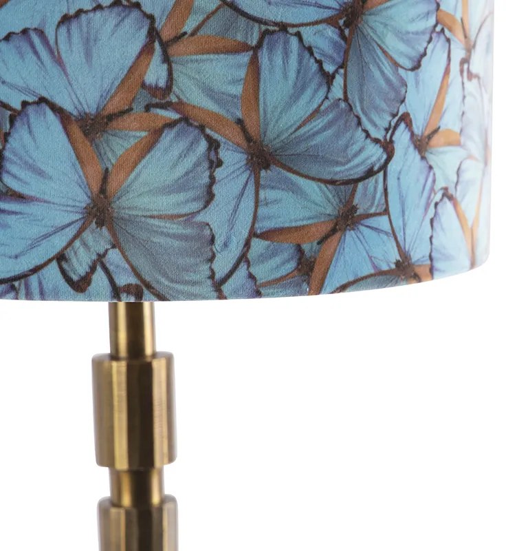 Lampada da tavolo Art Déco bronzo 35 cm con paralume a forma di farfalla - Torre