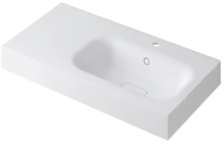 Lavabo a incasso rettangolare vasca a destra L 90.5 x H 15 x P 46 cm in resina bianco opaco