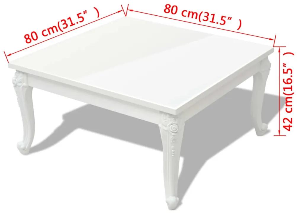 Tavolino da Salotto 80x80x42 cm Lucido Bianco