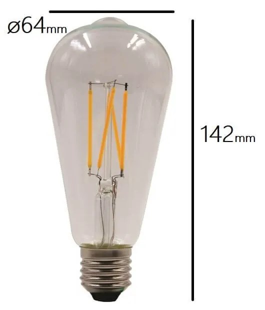 Lampada LED a Filamento ST64 8W - 125lm/W Colore  Bianco Naturale 4.000K