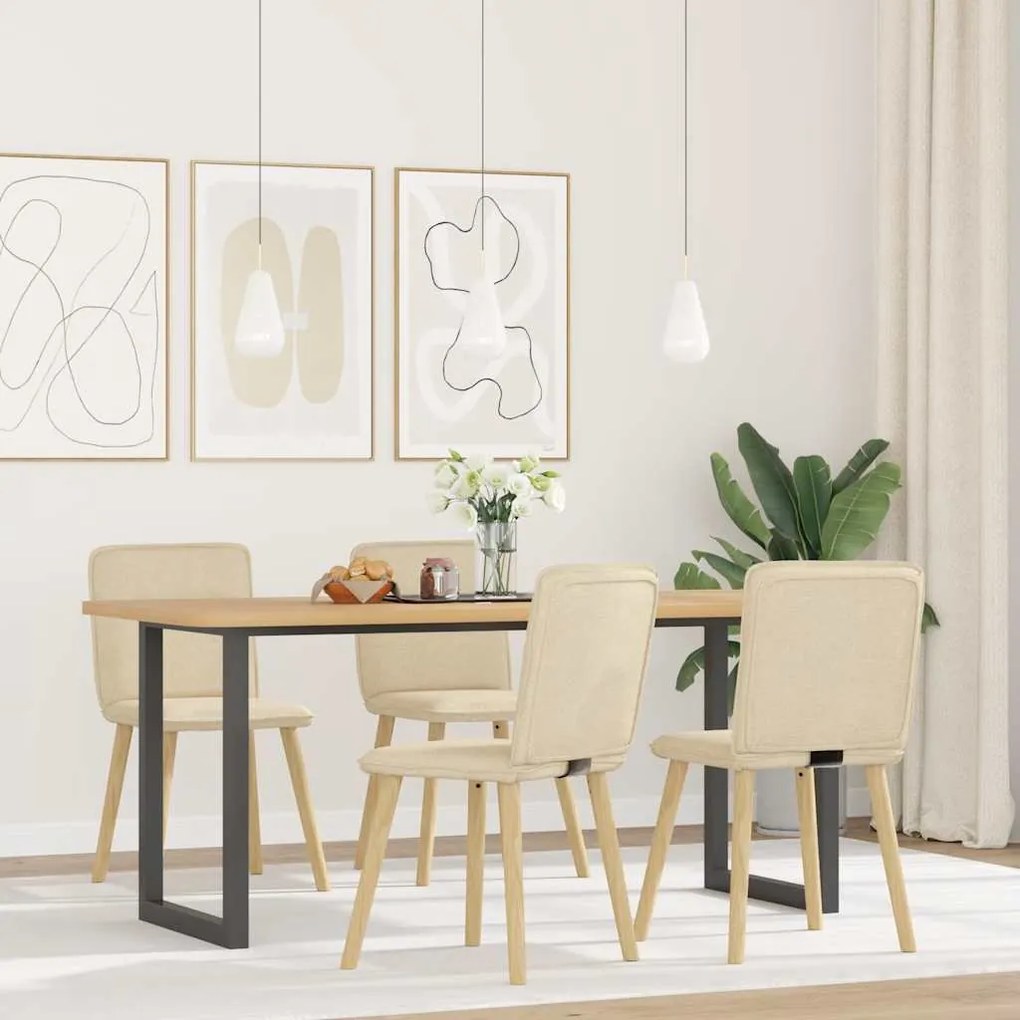 Sedie Da Pranzo 4 Pz Crema İn Tessuto /