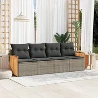 Set Divani da Giardino 4 pz con Cuscini in Polyrattan Grigio 3259855