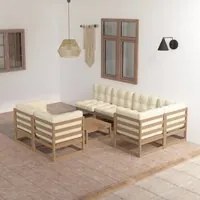 Set Divani da Giardino 8 pz con Cuscini Legno Massello di Pino cod mxl 41201