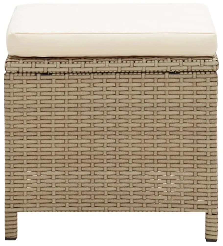 Sgabelli da giardino 4 pz con cuscini in polyrattan beige