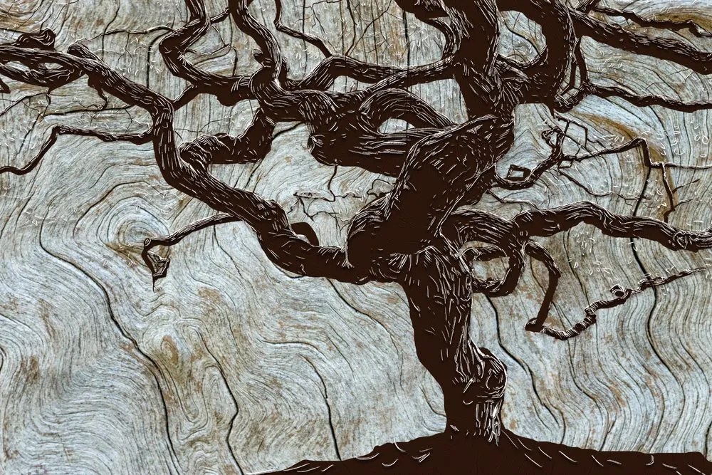 Carta da parati – Albero Astratto su Legno