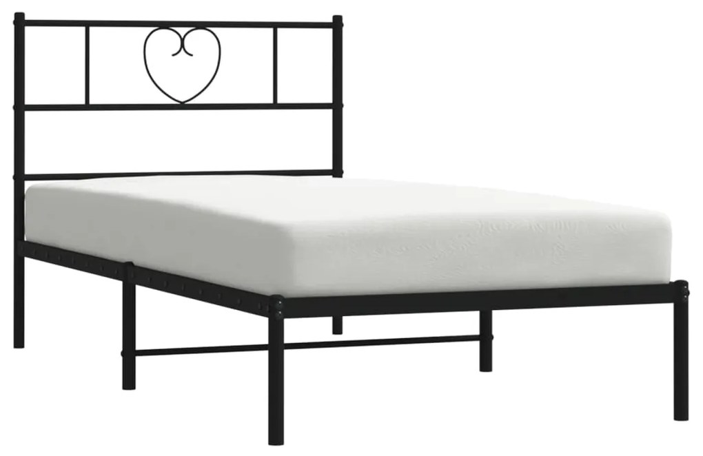 Giroletto con testiera in metallo nero 90x200 cm