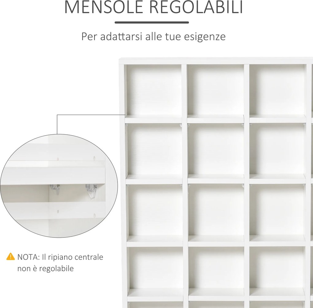 Libreria in Legno 24 Scomparti Bianco 130.5x89x20 cm...