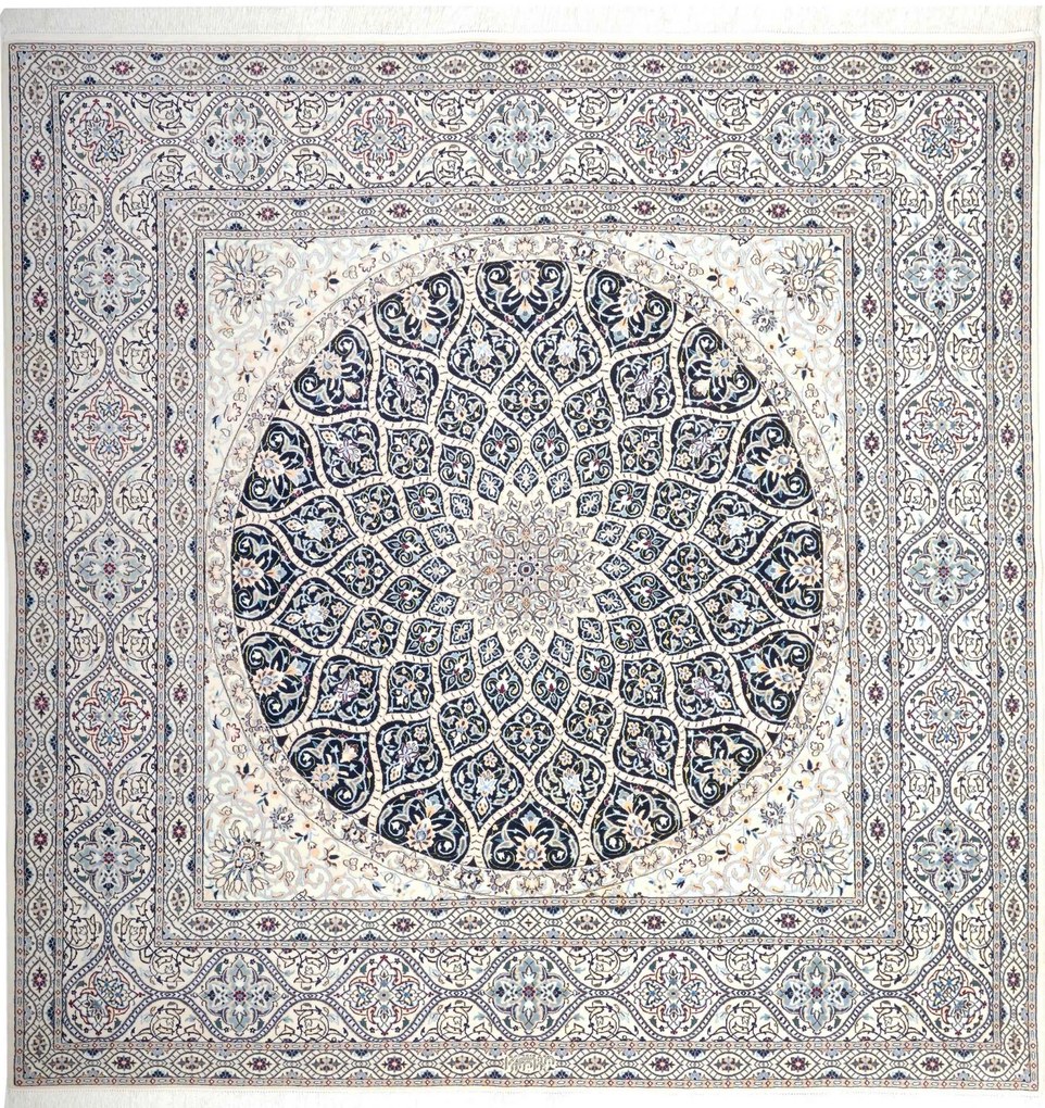 Nain Tappeto persiano 210 x 210 Blu (Iran) Annodato A Mano