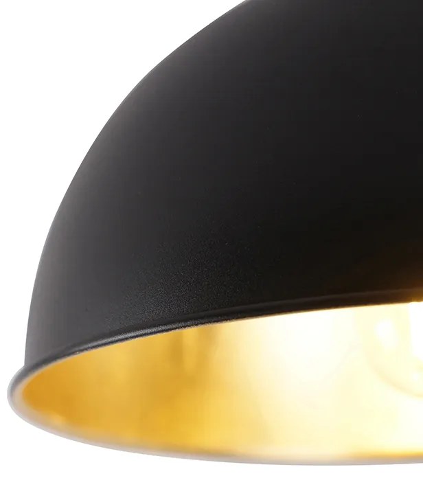 Plafoniera industriale nera e oro 28 cm - Magnax