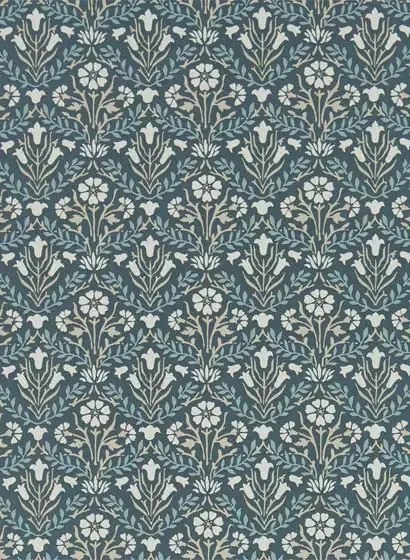 Tapete Morris Bellflowers von Morris & Co. - Indigo/ Linen