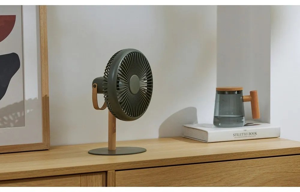 Lampada da tavolo verde con ventola telecomandata (altezza 26 cm) Beyond - Gingko