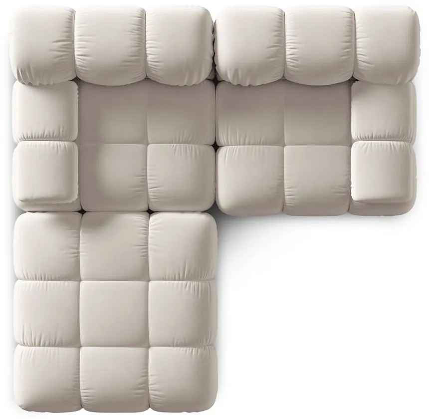 Divano angolare componibile beige (con composizione variabile) con rivestimento in velluto Bellis – Micadoni