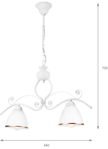Lampadario a sospensione con catena RETRO 2xE27/60W/230V bianco opaco