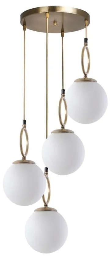 Lampadario bianco/dorato con paralume in vetro ø 30 cm Morino – Opviq lights